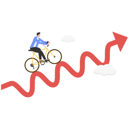 Geschäftsmann erreicht Wachstumsdiagramm  Illustration