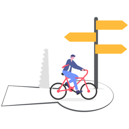 Geschäftsmann fährt Fahrrad und erhält Geschäftsanweisungen  Illustration