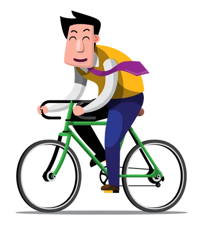 Geschäftsmann fährt mit dem Fahrrad ins Büro  Illustration