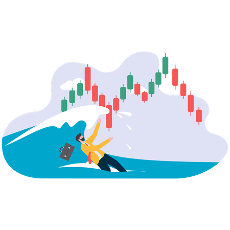 Geschäftsmann fällt an der Börse  Illustration