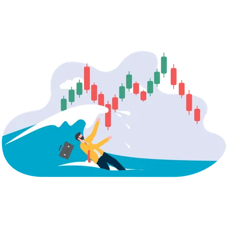 Geschäftsmann fällt an der Börse  Illustration