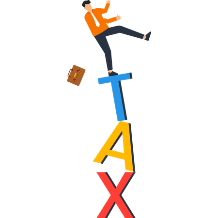 Geschäftsmann fällt von der Steuerlast  Illustration