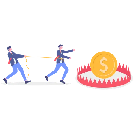 Geschäftsmann fängt Geld für Geldfalle  Illustration