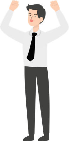 Geschäftsmann feiert mit erhobenen Händen  Illustration