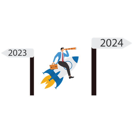 Geschäftsmann Finden Sie die Richtung von 2023  Illustration