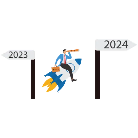 Geschäftsmann Finden Sie die Richtung von 2023  Illustration