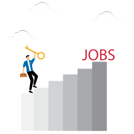 Geschäftsmann findet neuen Job auf dem Markt  Illustration