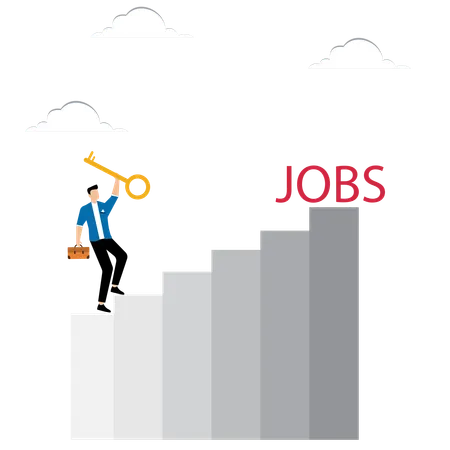 Geschäftsmann findet neuen Job auf dem Markt  Illustration