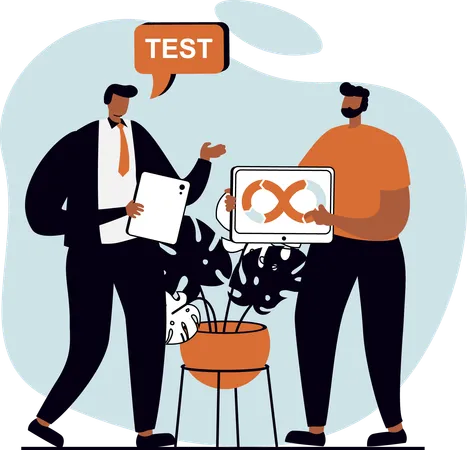 Geschäftsmann fragt nach Devops-Test  Illustration