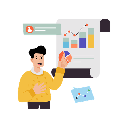 Geschäftsmann führt Benutzerdatenanalyse durch  Illustration