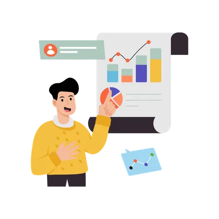 Geschäftsmann führt Benutzerdatenanalyse durch  Illustration