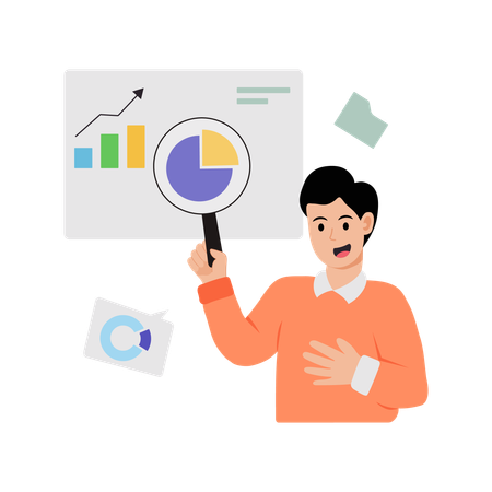 Geschäftsmann führt Big-Data-Analyse durch  Illustration