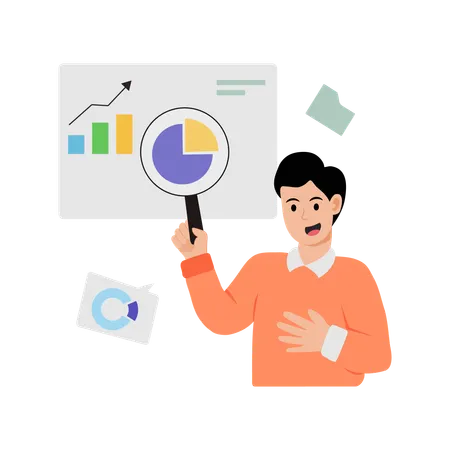 Geschäftsmann führt Big-Data-Analyse durch  Illustration