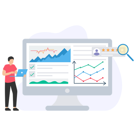 Geschäftsmann macht Datenanalyse  Illustration