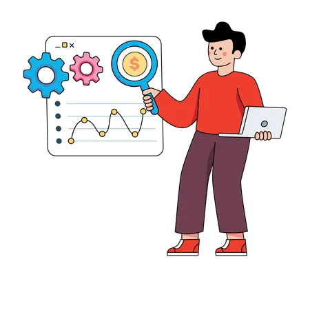 Geschäftsmann macht Finanzanalyse  Illustration