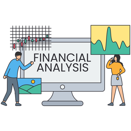 Geschäftsmann macht Finanzanalyse  Illustration