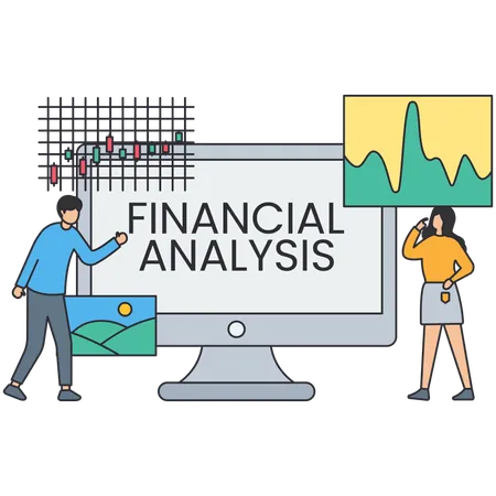 Geschäftsmann macht Finanzanalyse  Illustration