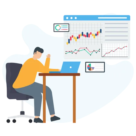 Geschäftsmann macht Marktdatenanalyse  Illustration