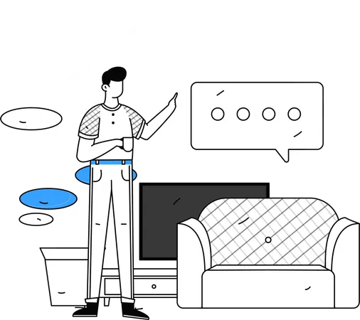 Geschäftsmann führt Online-Meeting von zu Hause durch  Illustration