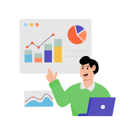 Geschäftsmann macht statistische Analysen  Illustration