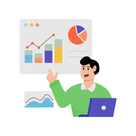 Geschäftsmann macht statistische Analysen  Illustration