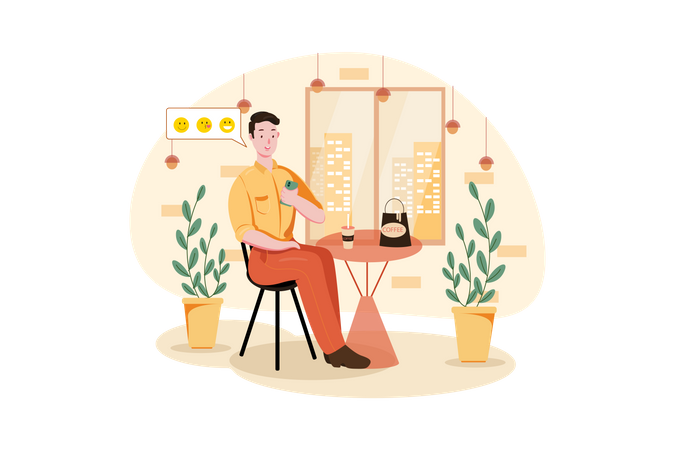 Geschäftsmann gibt Feedback zum Coffee-Shop-Service  Illustration