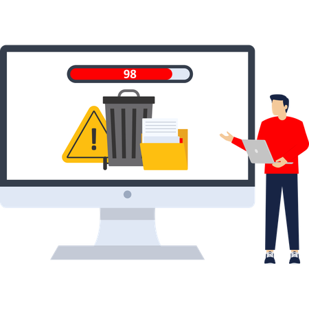Geschäftsmann gibt Systemspeicher frei  Illustration