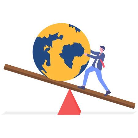 Geschäftsmann gleicht die Temperatur des Planeten Erde aus  Illustration