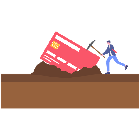 Geschäftsmann kramt Kreditkarte hervor  Illustration