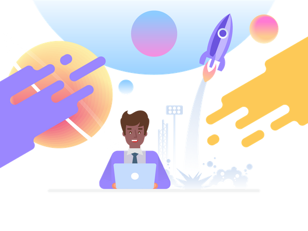 Geschäftsmann gründet Online-Startup  Illustration