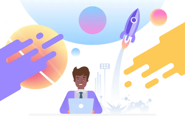 Geschäftsmann gründet Online-Startup  Illustration