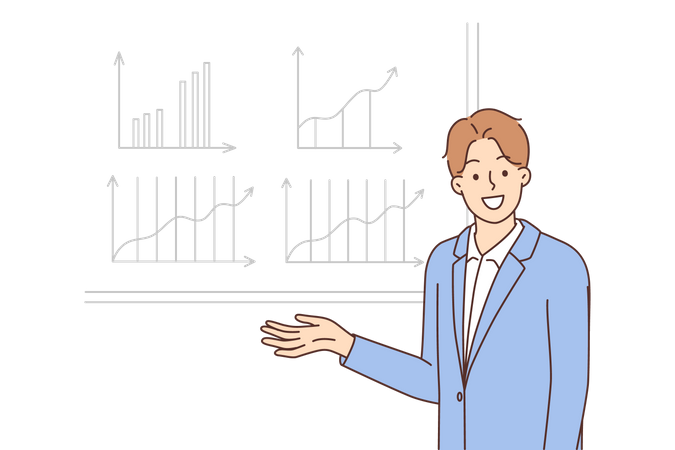 Geschäftsmann hält Geschäftspräsentation  Illustration