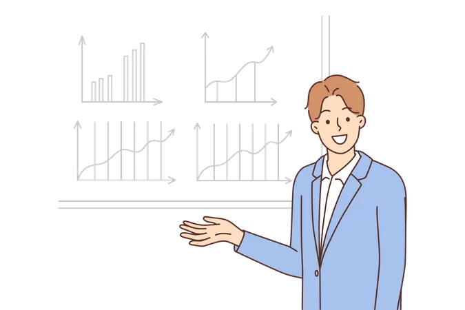 Geschäftsmann hält Geschäftspräsentation  Illustration