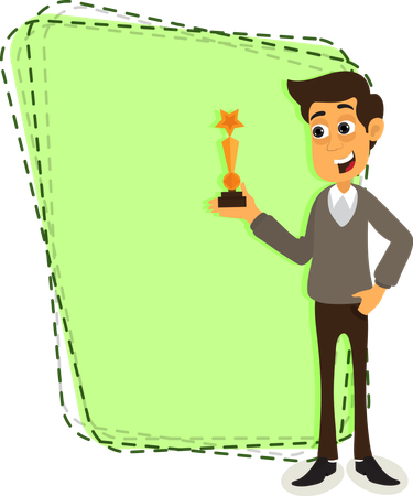 Geschäftsmann mit goldener Trophäe  Illustration