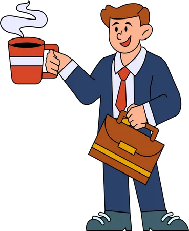 Geschäftsmann der kaffee hält  Illustration