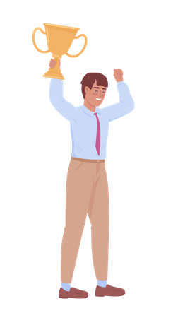 Geschäftsmann hält Trophäe  Illustration