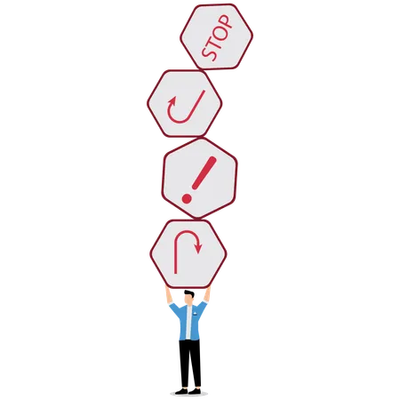 Geschäftsmann mit Straßenschild  Illustration