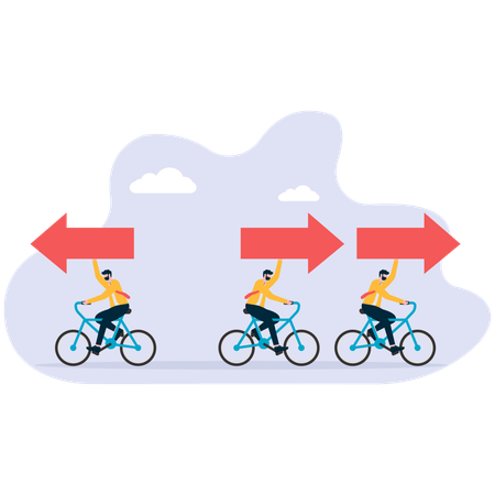 Unternehmer haben unterschiedliche Meinung zur Geschäftsausrichtung  Illustration