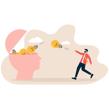 Geschäftsmann fängt innovative Ideen in seinem Kopf  Illustration