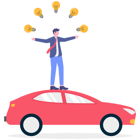 Unternehmer haben kreative Ideen für das Auto  Illustration