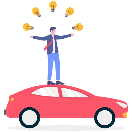 Unternehmer haben kreative Ideen für das Auto  Illustration