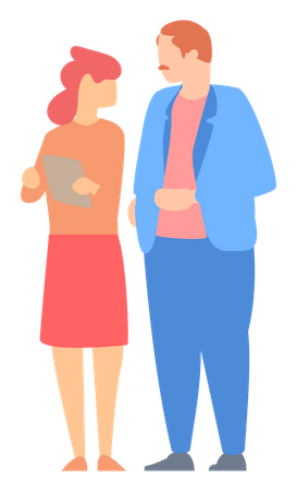 Geschäftsmann im Gespräch mit Mitarbeiterin  Illustration