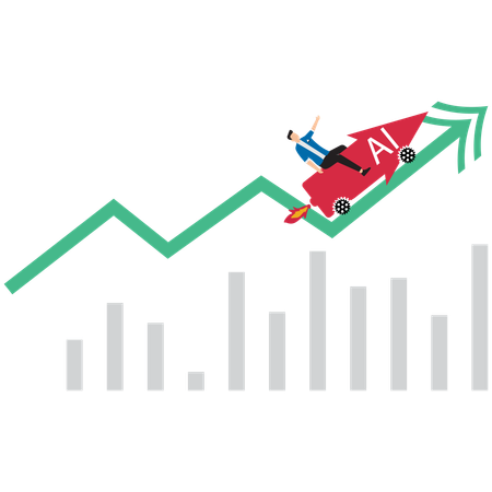 Geschäftsmann integriert KI in den Arbeitsablauf  Illustration