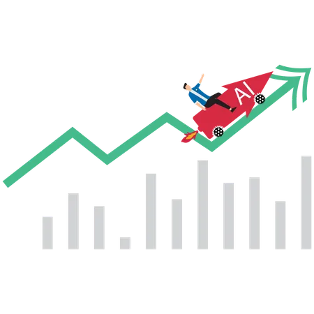 Geschäftsmann integriert KI in den Arbeitsablauf  Illustration