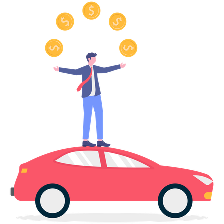Geschäftsmann investiert in neues Auto  Illustration