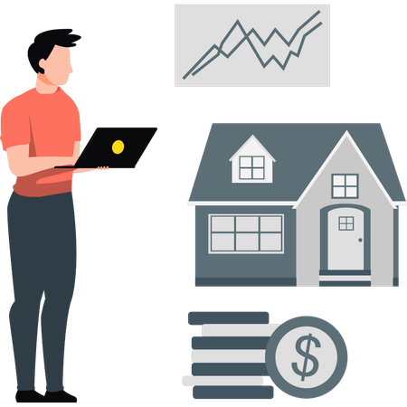 Geschäftsmann investiert in Immobilien  Illustration