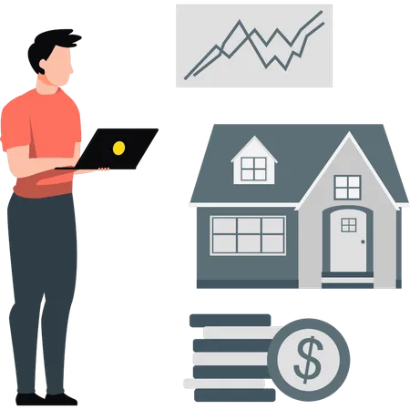 Geschäftsmann investiert in Immobilien  Illustration