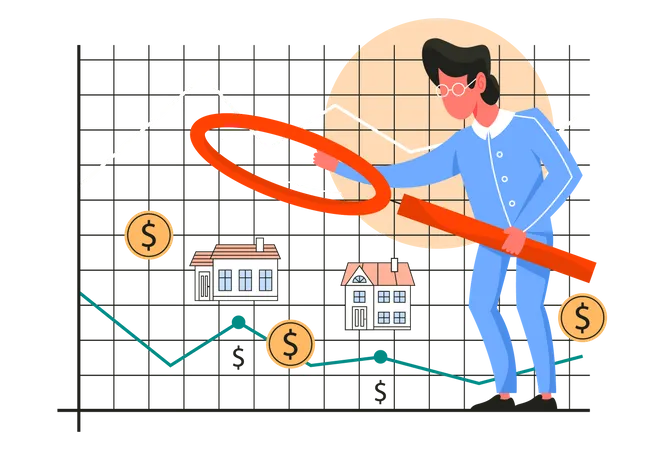 Geschäftsmann investiert in Immobiliengeschäft  Illustration