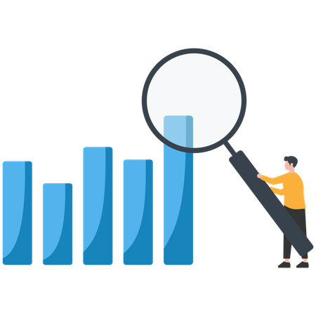 Geschäftsmann, Investor, Analyse von Finanzdiagrammen und -tabellen  Illustration