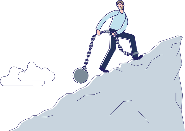 Geschäftsmann kämpft um Erfolg  Illustration